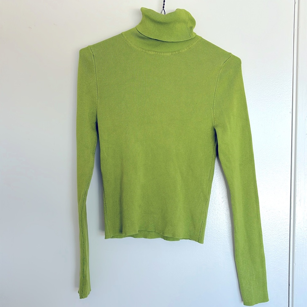 Zara knit turtleneck lime green - M